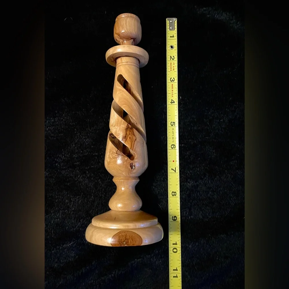 Olivewood Twisted Carved Candle Holder